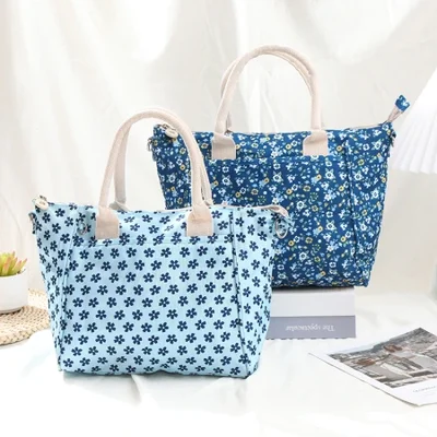 Waterproof Oxford fabric printed women's handbag, work mom's lunch bag, multi-functional portable shopping handbag for women