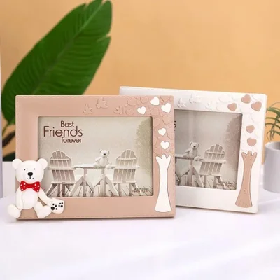 إطار صورة مبتكر على شكل دب لطيف مقاس 7 بوصات لتزيين جانب السرير إطار صورة حامل كرتوني للأطفال
