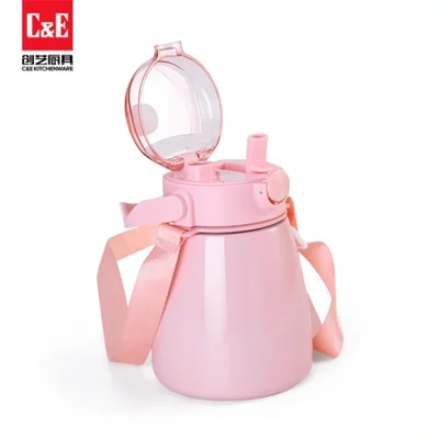 C&E Creative large-belly insulated Cup New simple stainless steel water cup Portable handle Shoulder strap