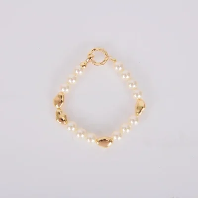 إحساس بتصميم فاخر خفيف، سوار من لؤلؤ المياه العذبة الطبيعي الباروكي الفردي، سحر راقي، أفضل صديق للأنثى