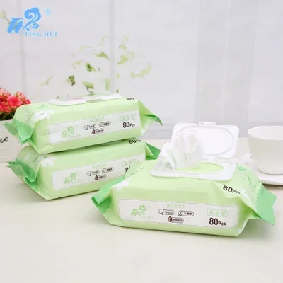 [تخصيص كمية صغيرة] مناديل مبللة للأطفال، مناديل مبللة لتنظيف مرطبة للأطفال بغطاء، بسمك 80 مم ومرطبة