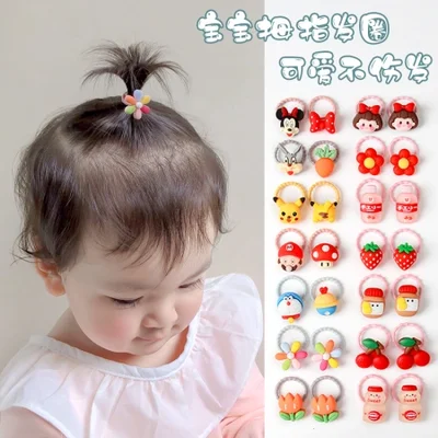 Cute cartoon hair rope for children aged 0-3, baby thumb hair band, hair-free rubber band headwear