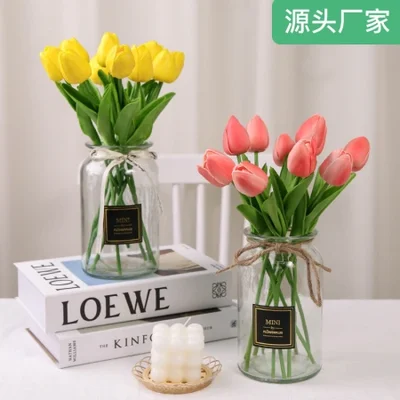 باقات زهور التوليب الاصطناعية، زهور صناعية، ديكورات غرف النوم الراقية، زخارف غرفة المعيشة، أسطح طاولات الطعام، ديكورات داخلية