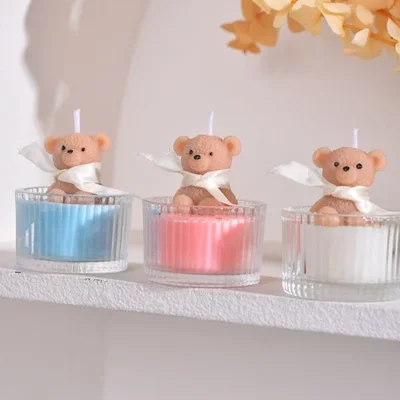 Cross-border cute bear scented candles as souvenirs for home decoration, tabletop ornaments, candle cups, bear scented candles