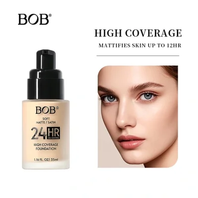 كريم أساس Bob Matte Concealer Foundation الحصري عبر الحدود هو كريم أساس يدوم طويلاً للتحكم في الزيت ولا يسبب التلطخ.