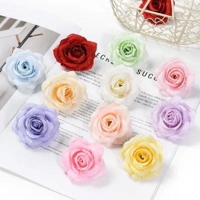 روز الندى رئيس محاكاة المجوهرات DIY اكسسوارات عيد الميلاد لوازم ديكورات زفاف للمنزل 5.5 سنتيمتر حديقة محاكاة الورد