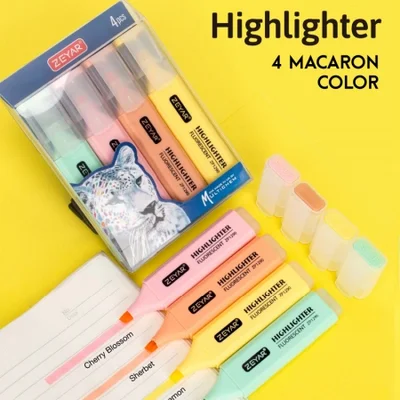 Highlighter marker pen, double-headed student creative marker pen, colorful notes, rough marking of key points, 4-color fluorescent color, silver light, fluorescent stationery set
