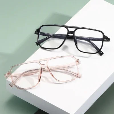 New TR90 anti-blue light natural, European and American style transparent color trendy glasses frame, retro flat light glasses 81264