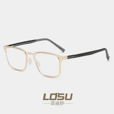 Wholesale of large-frame retro metal spectacle frames for men, bicolor temple spring frames, suitable for myopia 8405