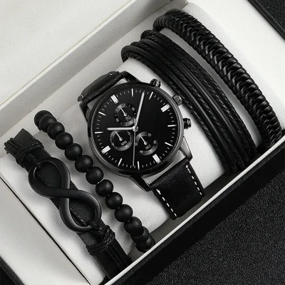 Wholesale of new cross-border men's casual and fashionable foreign trade sets from Europe and America, trendy sports men's belt wristwatches, business sets