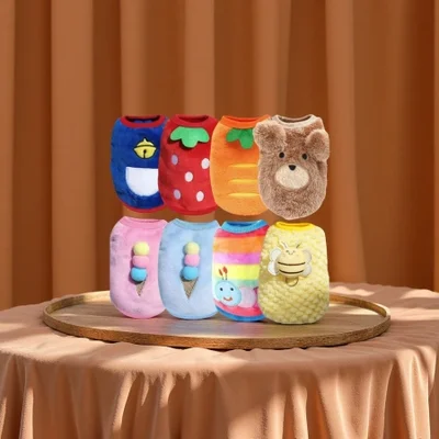 Teddy puppy cartoon flannel warm vest, pet dog and cat clothes, pet supplies, pet clothing and accessories