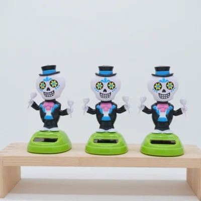 Halloween solar car figurines, Ghost Festival rocking animals, indoor and outdoor courtyard party decorations, Day of the Dead Halloween skull accessories