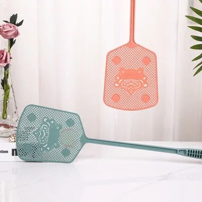 Wholesale M3-115 fly swatter, plastic extended handle net surface fly swatter, not easy to break, multi-color mosquito killer, household