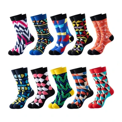 New sporty and casual cotton socks, geometric trendy socks, trendy socks, Amazon export men's cotton socks