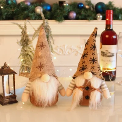 Christmas decorations: Rudolph plush knitted snowflake hat faceless doll