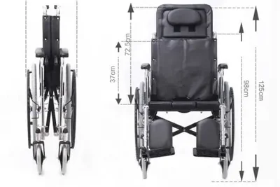نسخة جديدة من الكرسي المتحرك القابل للإمالة بالكامل مع مقعد قابل للطي لكبار السن والمرضى وكرسي متحرك مضاد للانزلاق