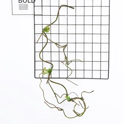 Plant handicrafts: Green vine plants, metal grid frame, succulent artificial flowers, flower basket decoration, willow-woven phoenix eye Bodhi pendant