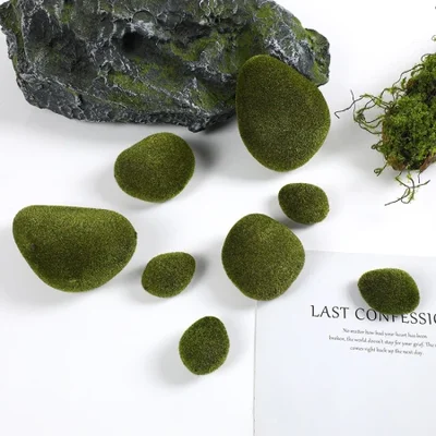 Wholesale of moss stone micro-landscapes, artificial moss, green short-haired stone landscaping, decorative bonsai, landscaping, wall Settings