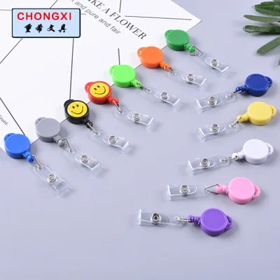 مشبك سحب دائري صغير مقاس 2.5 سم، مشبك معدني قابل للسحب، مشبك بطاقة الهوية، مشبك سحب كرتوني تلسكوبي، إبزيم منسدل، متوفر بلون ثابت