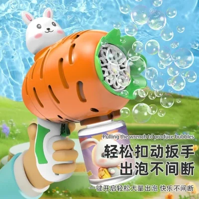 10-hole Radish Rabbit bubble gun, children's strawberry Bear, automatic light bubble blowing machine, a popular toy for boys and girls