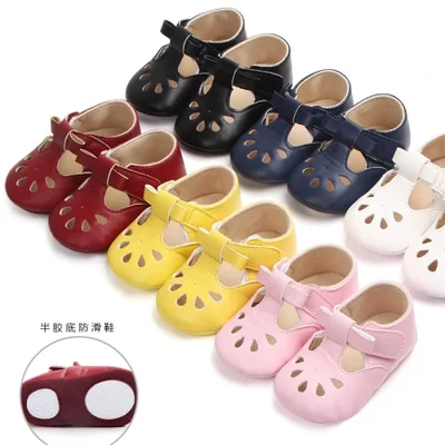 Wholesale of best-selling multi-color perforated baby shoes, anti-slip walking shoes, semi-rubber soles and soft-soled baby shoes 0921