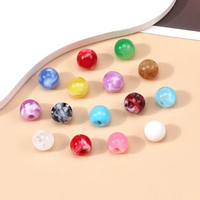 Button-down cheongsam with perforated beads, seven-color imitation jade beads, round mixed-color resin shirt and Hanfu decorative buttons