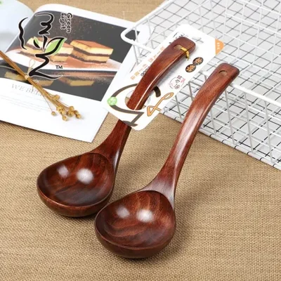 بطاقة الضوء الأخضر إدراج ملعقة حساء كبيرة ورنيش قديم ممتاز 27*9.5 سنتيمتر مقبض طويل ملعقة شوربة خشبية ملعقة خشبية منزلية ملعقة شوربة كبيرة ملعقة رامين يابانية تخدم العصيدة وملعقة أرز