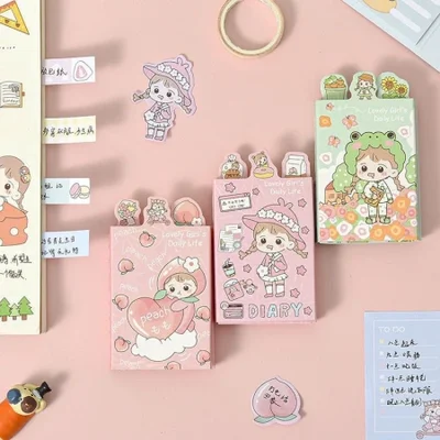ins Korean version cute and girlish sticky note set, popular student sticky creative cartoon notepad notebook