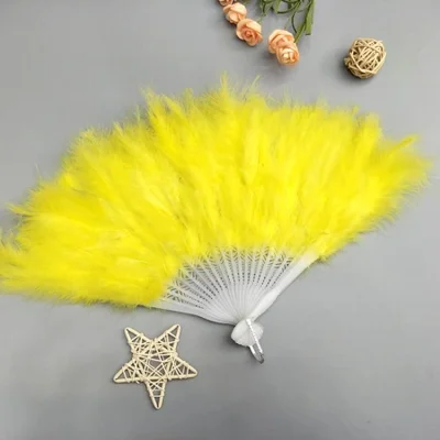 Halloween dance party Peacock feather fan, dance performance props, colorful feather folding fan, Turkey feather colorful fan