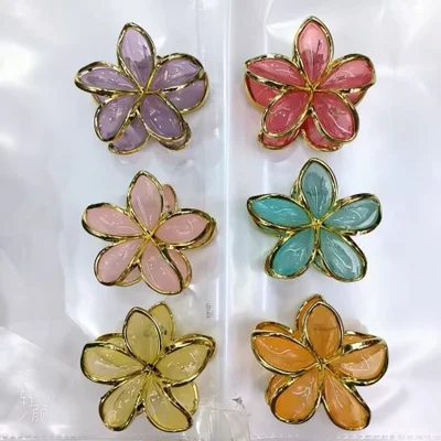Hot-selling framed frangipani series grabber back head seaside vacation style high-end hair accessory shark clip
