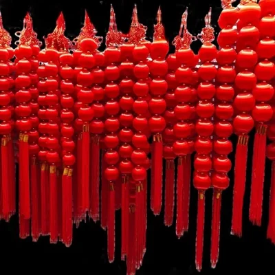 New Year decorations, lantern strings, ball strings, festive and joyous items, interior decoration