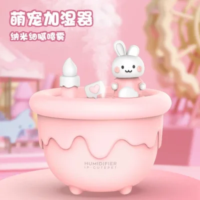 جهاز ترطيب الكيك بإضاءة ليلية جديد لسطح المكتب مزود بمنفذ USB لتزيين لطيف صغير، جهاز ترطيب هدية للحيوانات الأليفة في المكتب