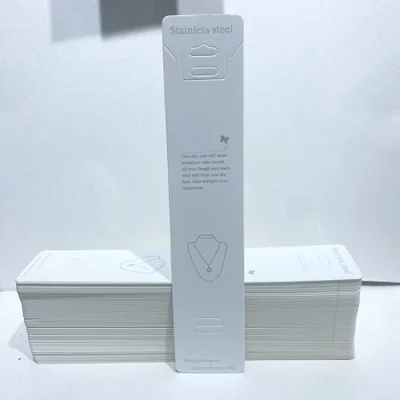 الأبيض قلادة طويلة سوار التعبئة والتغليف البطاقات بالجملة، تصميم طباعة شعار بطاقة تغليف المجوهرات بسيطة وعالية الجودة