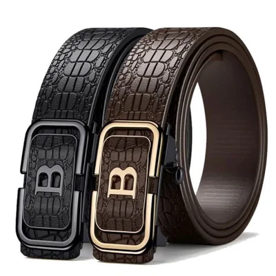 يتميز حزام بول الجديد للرجال بنمط التمساح على شكل حرف B بإبزيم تلقائي وهو متين.