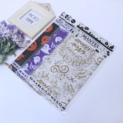 European-style Halloween and Ghost Festival pumpkin printed rectangular PE tablecloth, waterproof and oil-proof