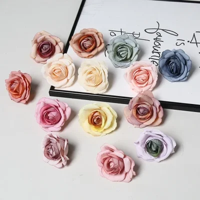 مواد إكليل الزهور المصنوعة يدويًا بنفسك لرؤوس وردة الشوكولاتة المحاكاة، زينة الزفاف، إكسسوارات دبوس الشعر على شكل زهرة، نسيج حريري، زهور صناعية