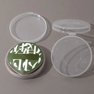 100-point cotton candy air cushion powder puff storage box, breathable, perforated, dust-proof, portable large round transparent cpb empty box