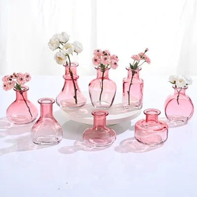 New colored glass vases, ins small-mouth mini hydroponic flower arrangers, Amazon Home creative decorative items wholesale
