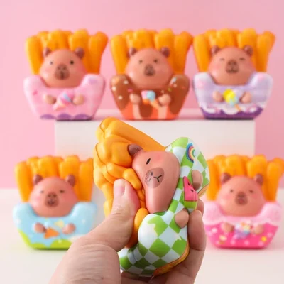 بطاطس كرتونية، كابيبالا، متعة عجن لطيفة، ألعاب تخفيف التوتر، تزيين طاولة كشك منخفضة التكلفة، مبيعات المصنع مباشرة، طين ملون تعليمي وتعليمي، رمل طين