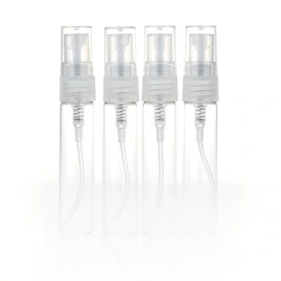 Available in stock: 2ml, 3ml, 5ml, 10ml black and white spray perfume samples, glass portioned spray empty bottles, pulled tube bottles