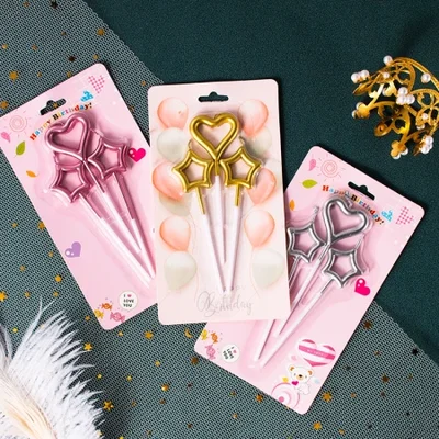 شمعة عصا خرافية مطلية بالذهب، شمعة اعتراف على شكل قلب على شكل نجمة خماسية، زينة عيد ميلاد