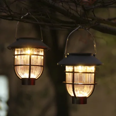 Solar-powered outdoor garden lights, small chandeliers, hanging trees, decorative atmosphere lights, garden camping birdcages, night lights, small night lights, courtyard lights