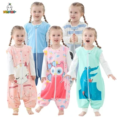 حقيبة نوم مقسمة للأطفال في الفصول الأربعة، تصميم كرتوني ولطيف، بيجامات أطفال، ملابس منزلية للأطفال