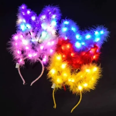 Wholesale of 14-lamp feather rabbit ear luminous toy hairbands and headbands