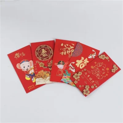 أظرف حمراء مع طباعة ملونة وتذهيب، وشعارات قابلة للتخصيص، ومهرجانات، وحفلات زفاف، وأظرف حمراء محظوظة للعام الجديد، وأكياس هدايا ذهبية، وأكياس تغليف احتفالية