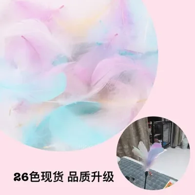 Macaron goose feathers float 6-8cm in the middle, gift box filled with dreamcatcher, diy cat toy, colorful feathers