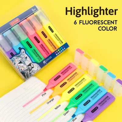Highlighter marker pen, double-headed student creative marker pen, color notes, rough marking of key points, 18-color fluorescent color, silver light, fluorescent stationery set