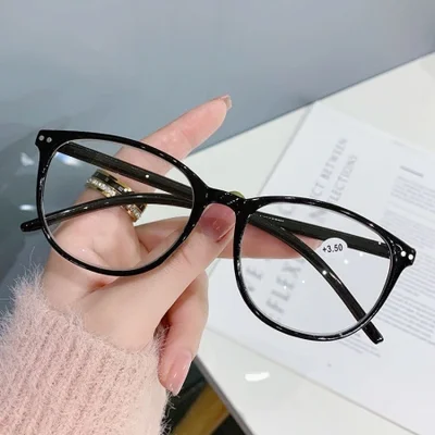 Fashionable high-definition large-frame anti-blue light reading glasses, anti-radiation rice nail glasses, round-frame Korean version ultra-light reading glasses for women