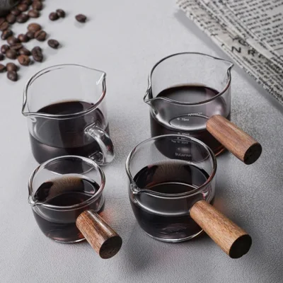 Italian-style heat-resistant glass small milk cups, espresso mini milk jars, latte cups, double-spout small milk cups, coffee shop utensils
