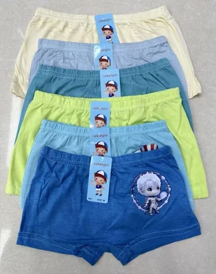Solid color printed cartoon pattern boys' briefs in stock for export to Europe, America and Africa